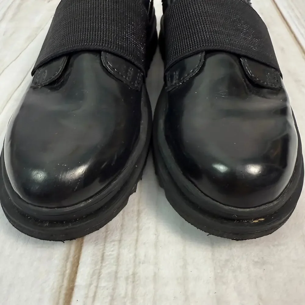 Geox Kids Respira Black‎ Patent Leather Chunky Sole Boys Shoes Size 1Y